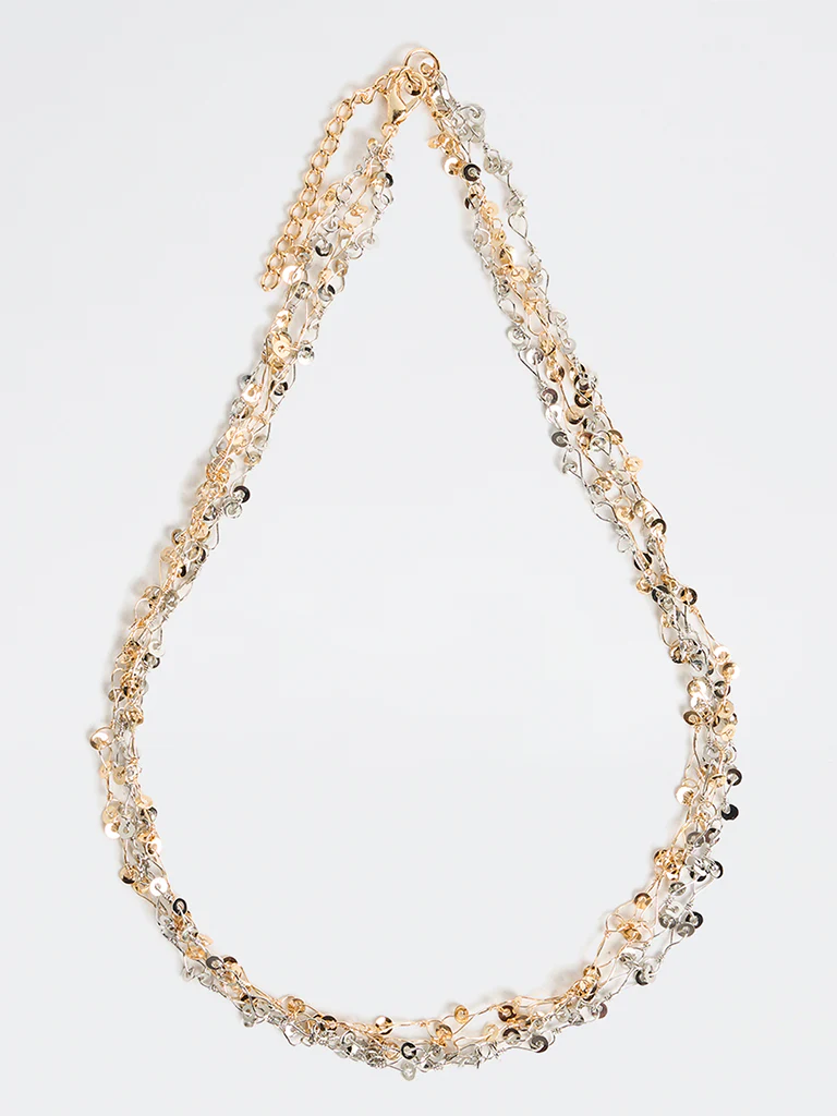 Westside Accessories Gold Silver Dual Sequin Necklace