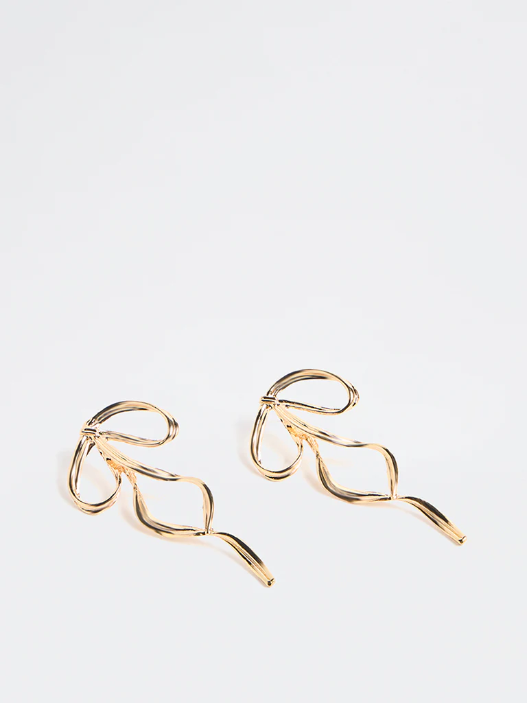 Westside Accessories Gold Statement Bow Earrings - Image 2