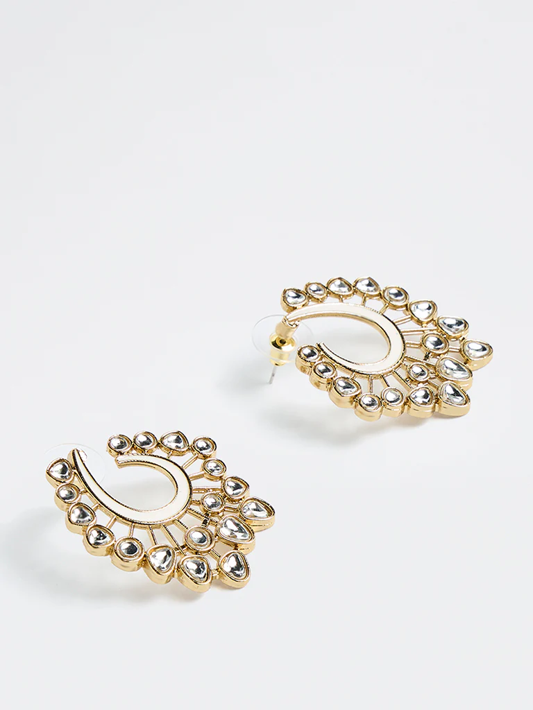 Westside Accessories Gold Stone and Enamel Fancy Earrings - Image 2