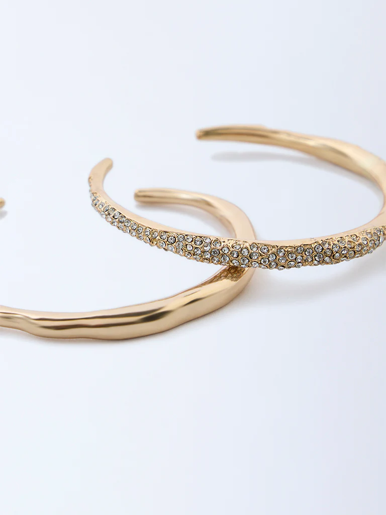 Westside Accessories Gold Studded Open Cuff Bracelets - Pack of 2 - Image 3