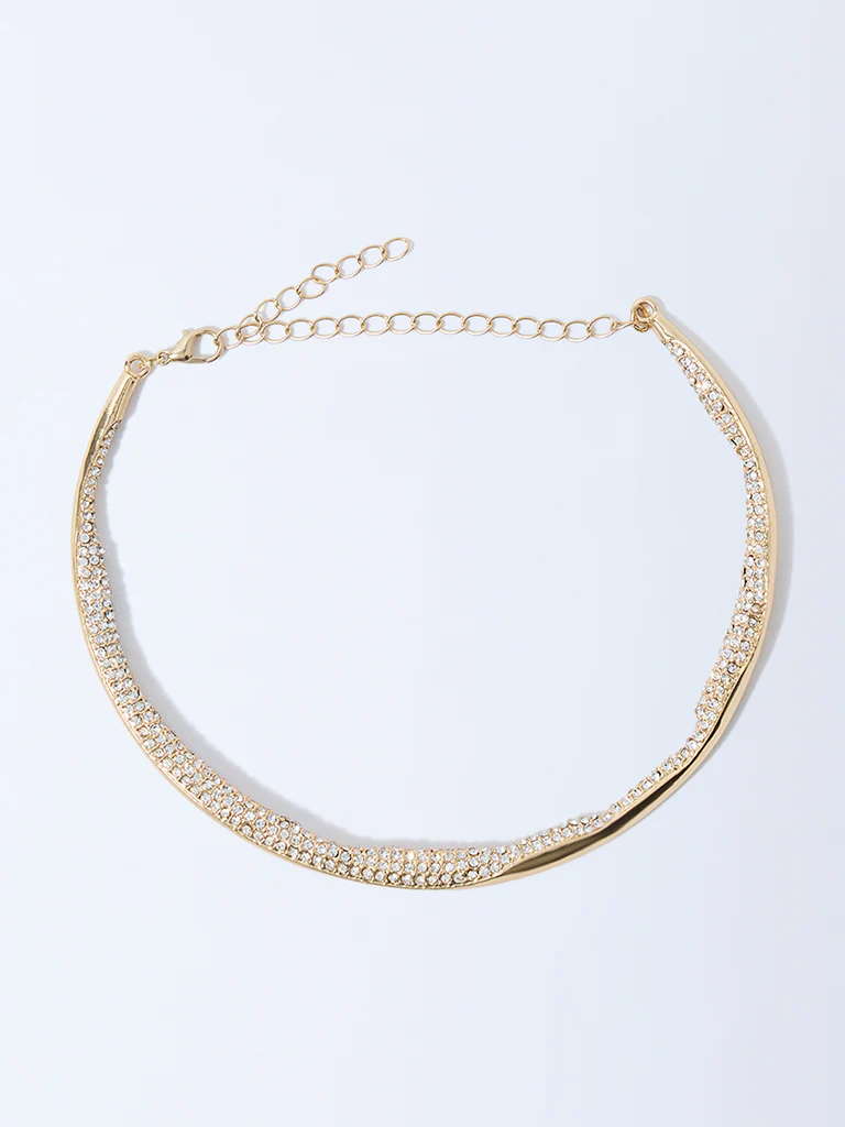 Westside Accessories Gold Studded Statement Choker Necklace