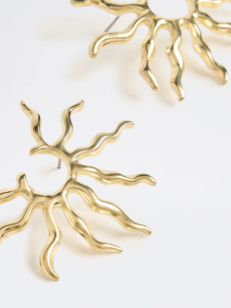 Westside Accessories Gold Sun Stud Earrings - Image 3