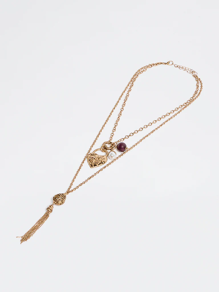 Westside Accessories Gold Tassel Pendant Necklace - Image 2