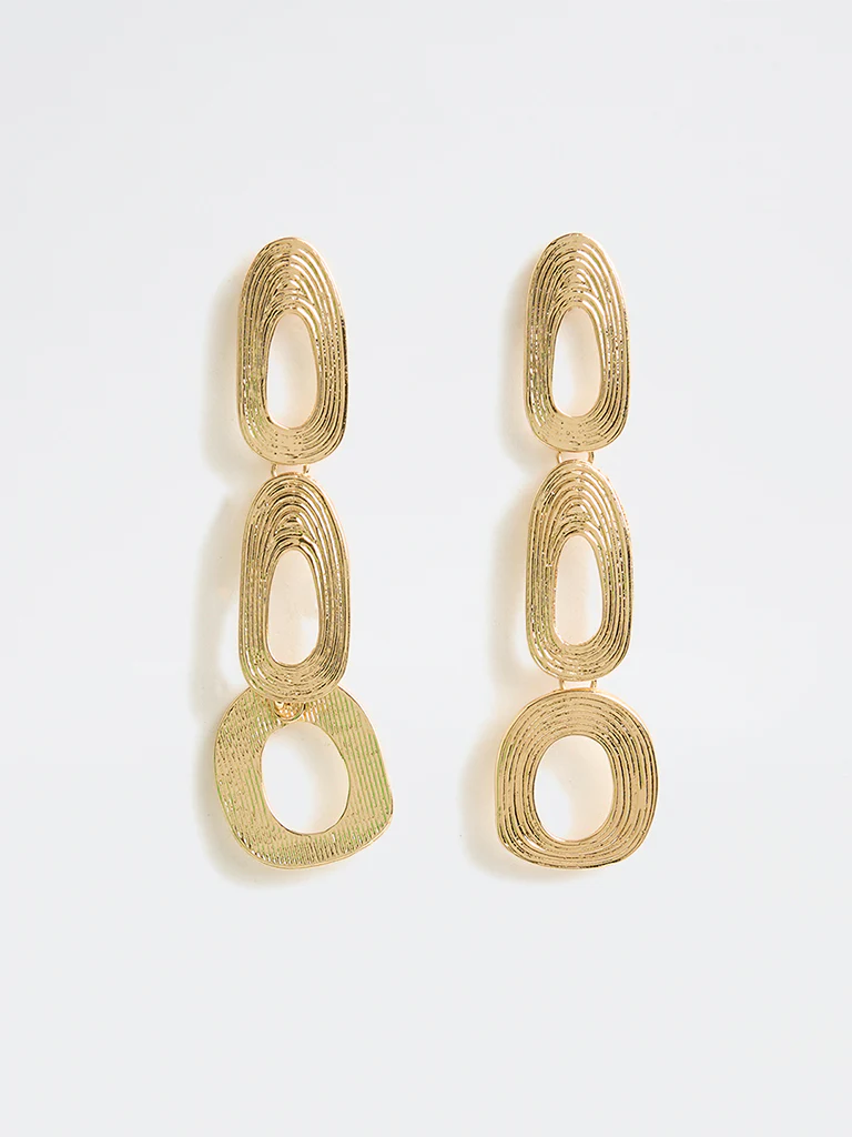 Westside Accessories Gold Textured Statement Earrings