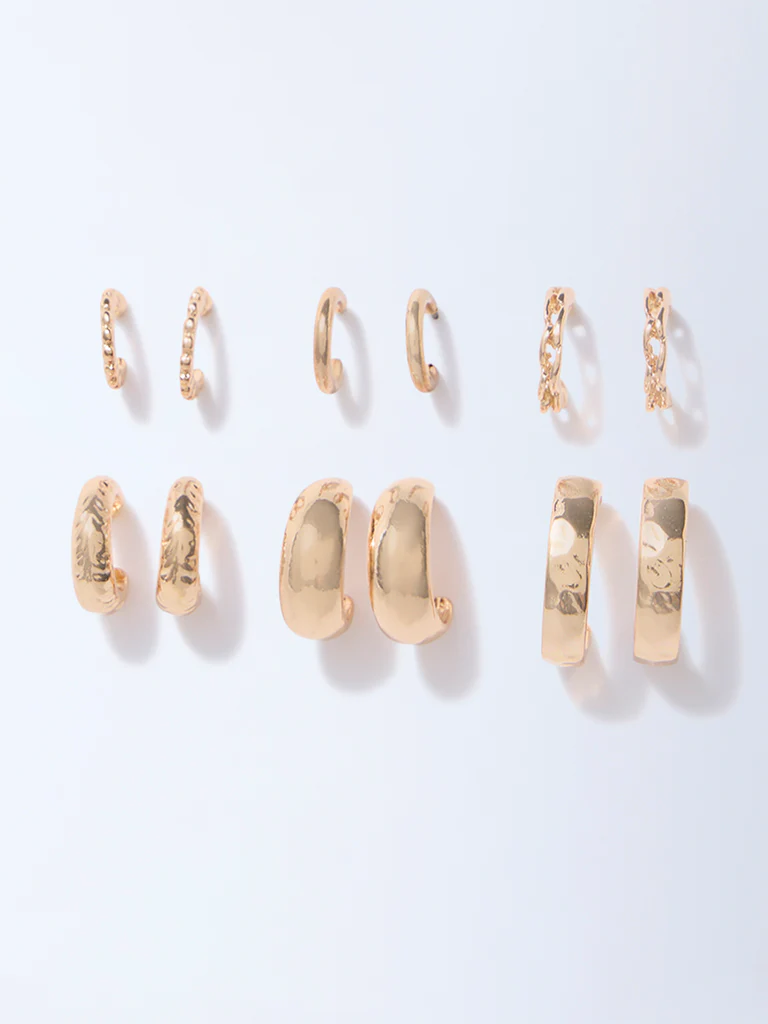 Westside Accessories Gold Thin and Chunky Hoops - Pack of 6