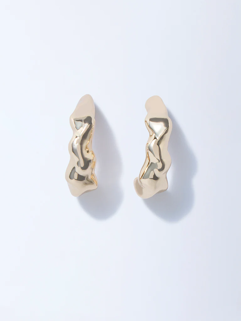 Westside Accessories Gold Wavy Hoop Earrings