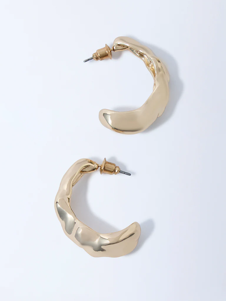 Westside Accessories Gold Wavy Hoop Earrings - Image 2