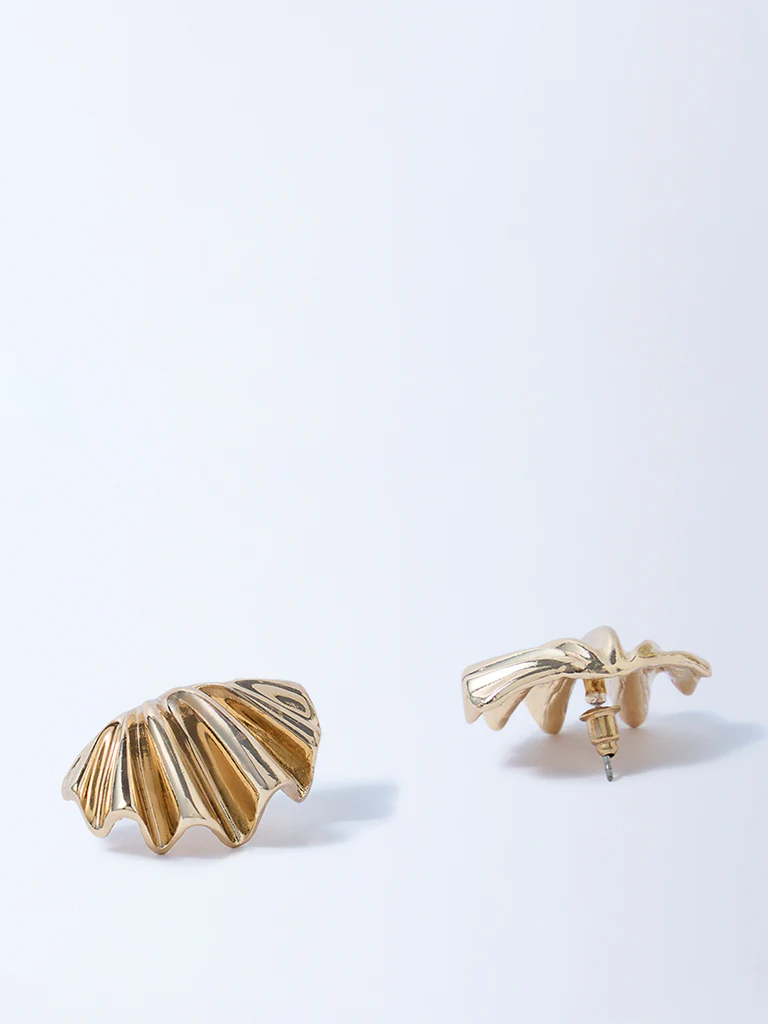 Westside Accessories Gold Wavy Stud Earrings - Image 2