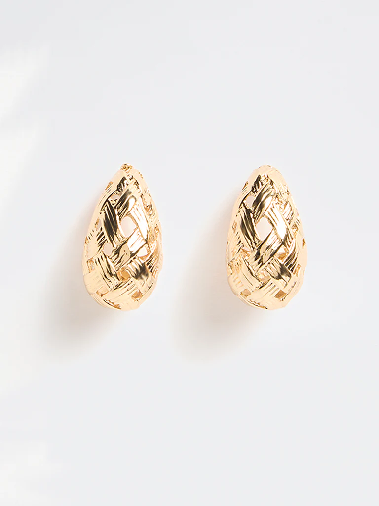 Westside Accessories Gold Woven Textured Drop Earrings