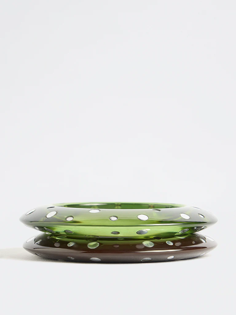 Westside Accessories Green and Brown Studded Bangles – Pack of 2