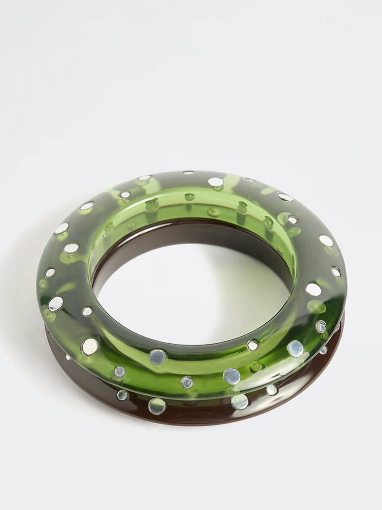 Westside Accessories Green and Brown Studded Bangles – Pack of 2 - Image 2