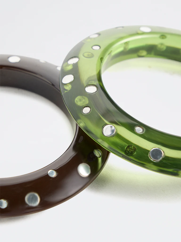 Westside Accessories Green and Brown Studded Bangles – Pack of 2 - Image 3