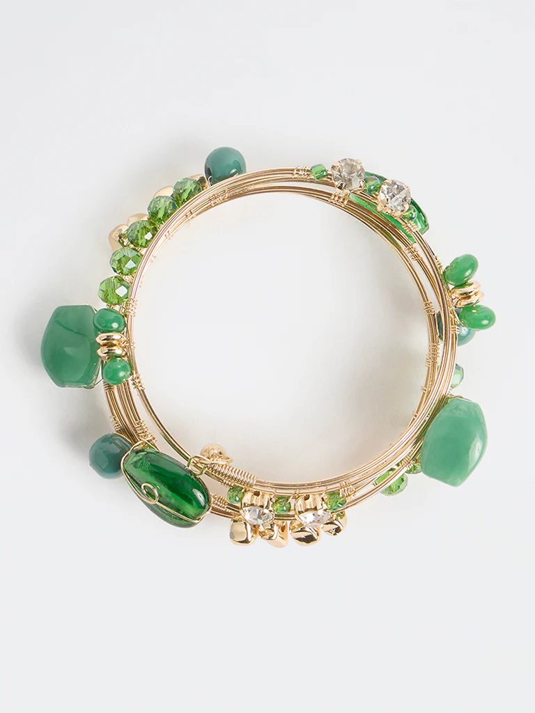 Westside Accessories Green Beaded Coil Bracelet