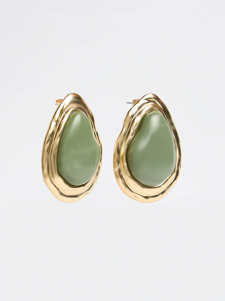 Westside Accessories Green Statement Stud Earrings - Image 2