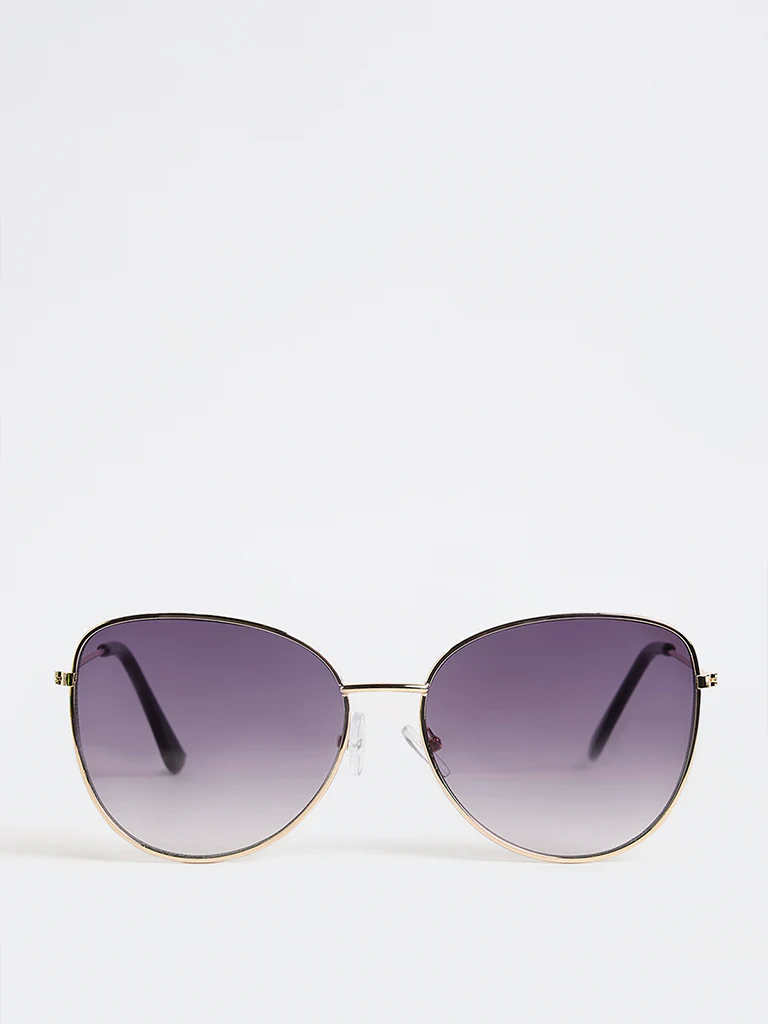 Westside Accessories Grey Metal Frame Sunglasses with Pouch