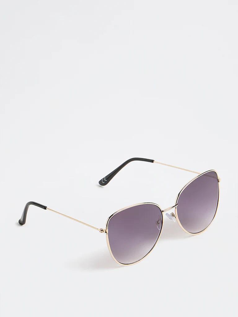 Westside Accessories Grey Metal Frame Sunglasses with Pouch - Image 2