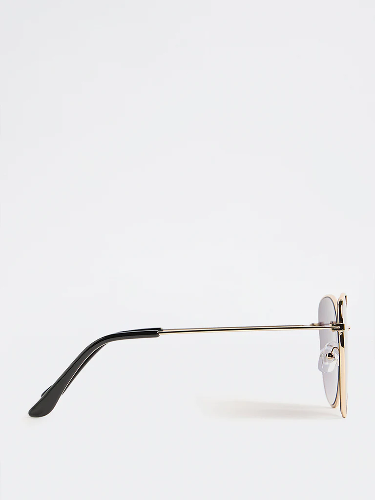 Westside Accessories Grey Metal Frame Sunglasses with Pouch - Image 3