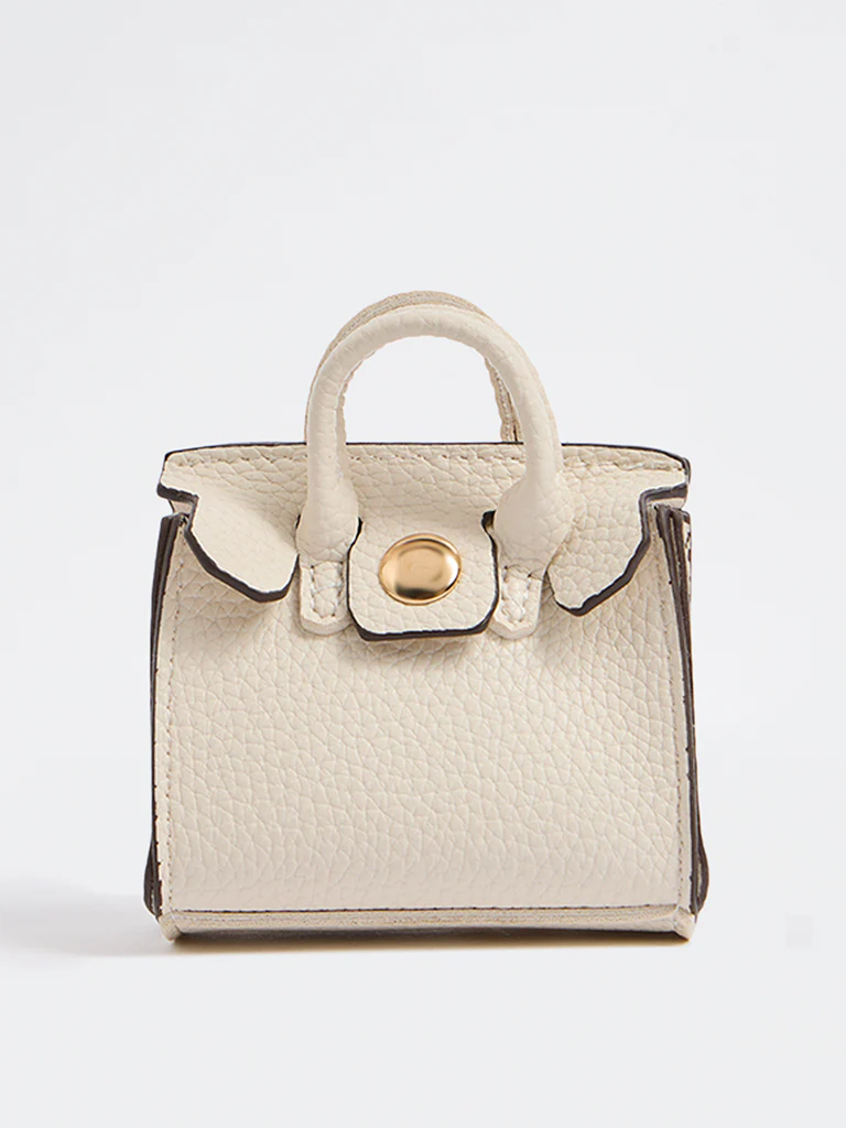 Westside Accessories Ivory Textured Tote Bag Charm