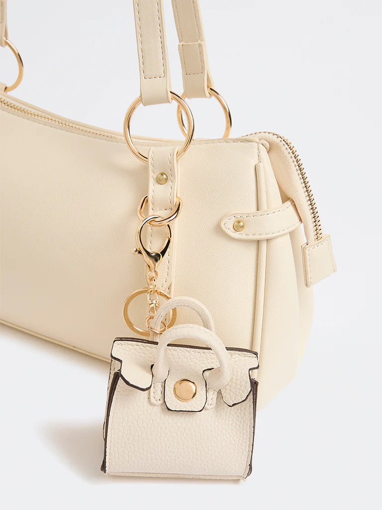 Westside Accessories Ivory Textured Tote Bag Charm - Image 3