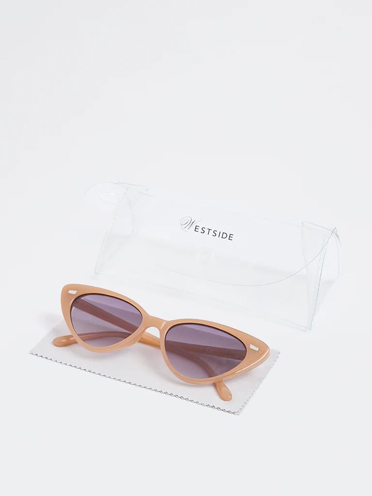 Westside Accessories Light Brown Cateye Sunglasses - Comes with a Pouch and Cleaning Cloth - Image 4