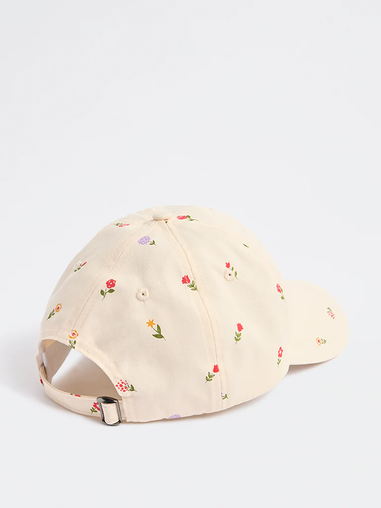 Westside Accessories Light Peach Floral Printed Cap - Image 2