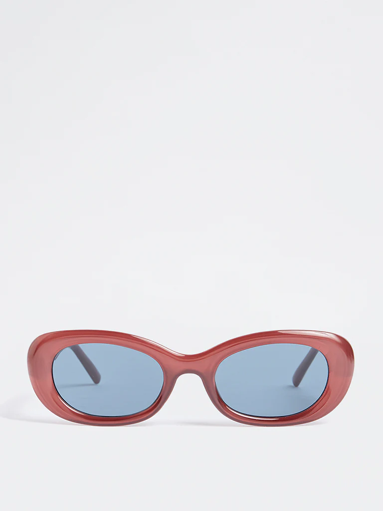 Westside Accessories Maroon Oval Sunglasses - Comes with a Pouch and Cleaning Cloth