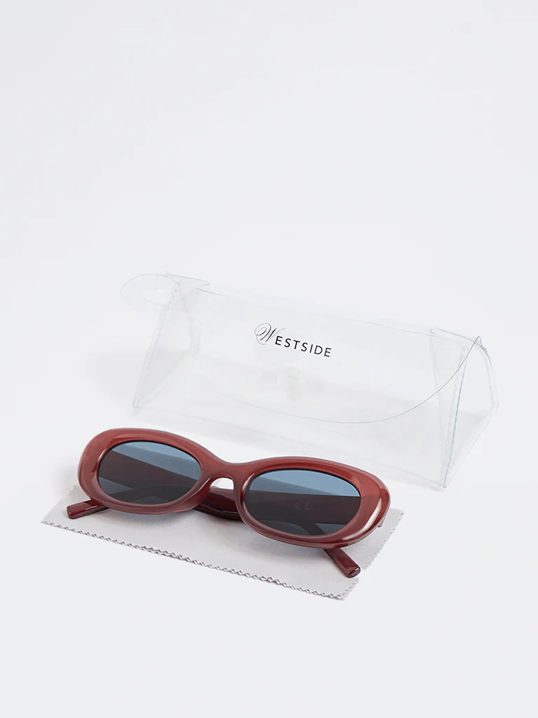 Westside Accessories Maroon Oval Sunglasses - Comes with a Pouch and Cleaning Cloth - Image 4