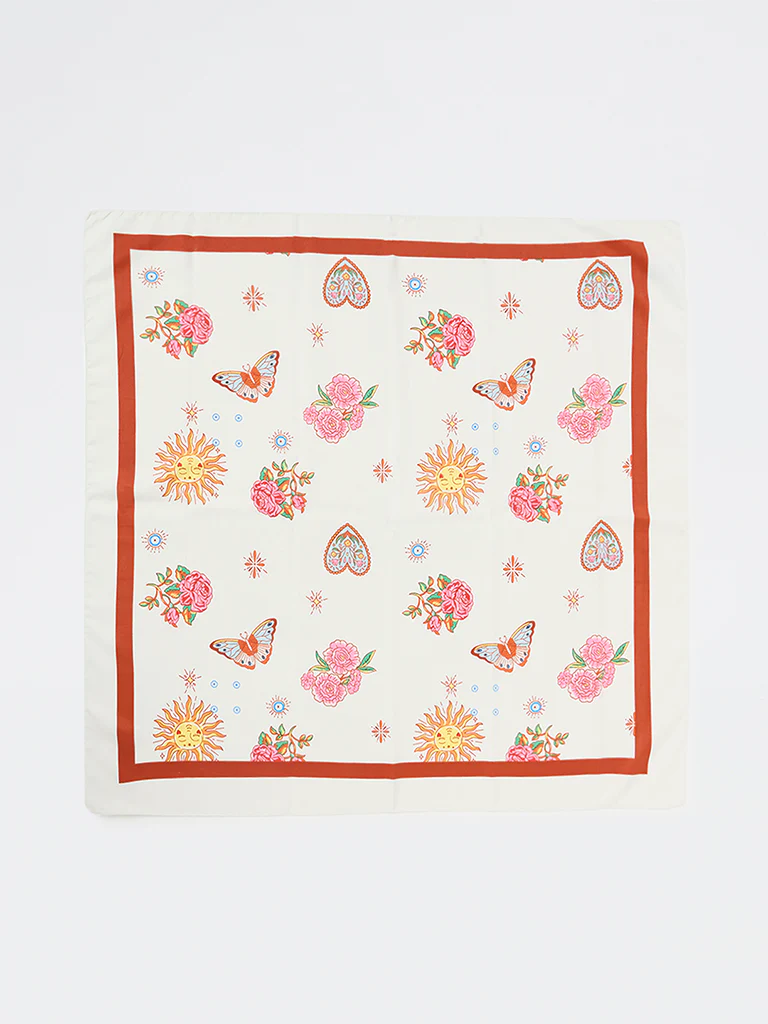Westside Accessories Multi Color Butterfly and Heart Printed Scarf - Image 3
