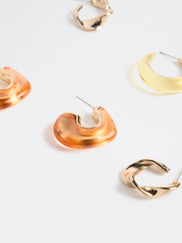 Westside Accessories Multi Color Hoop Earrings - Pack of 3 - Image 3