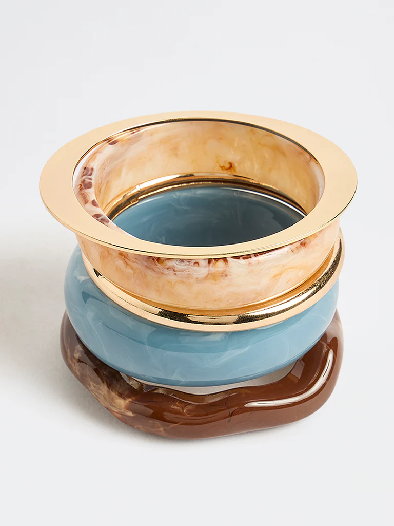Westside Accessories Multi-Coloured Resin and Metal Bangles - Pack of 5 - Image 2