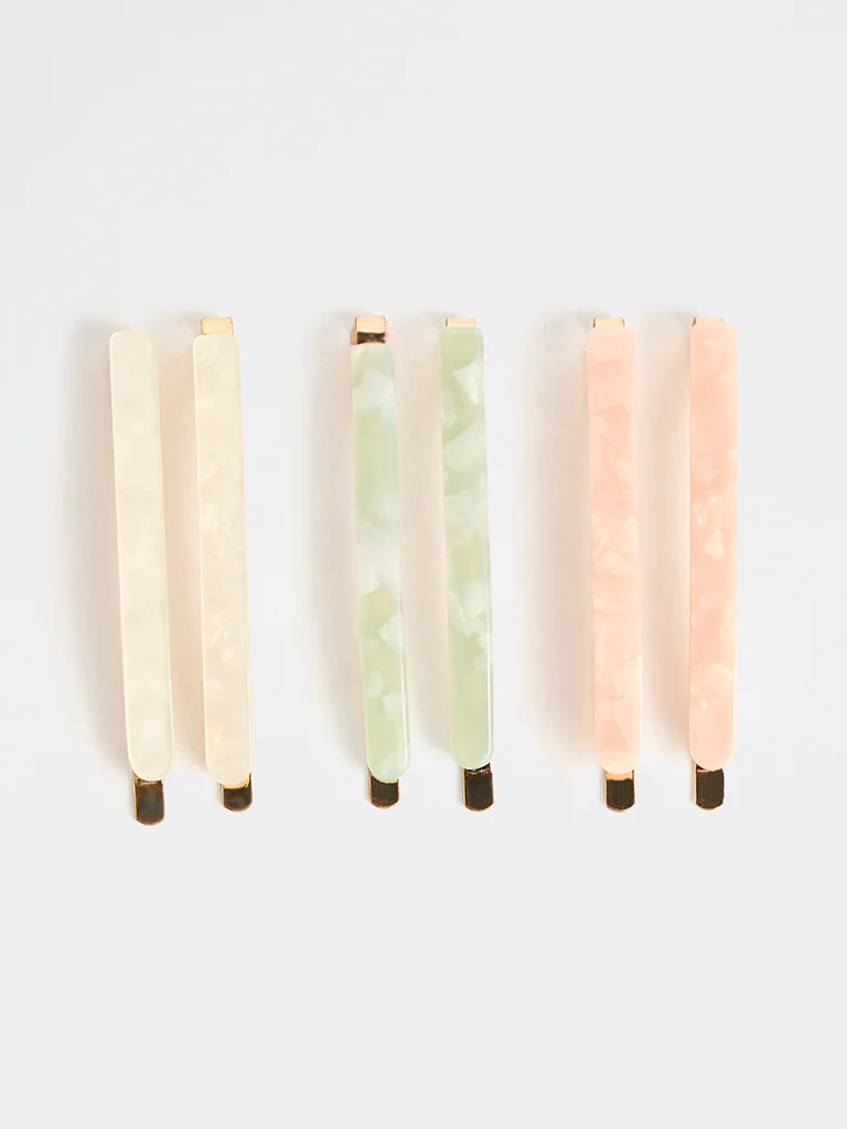 Westside Accessories Multicolour Acrylic Fancy Clips – Pack of 6