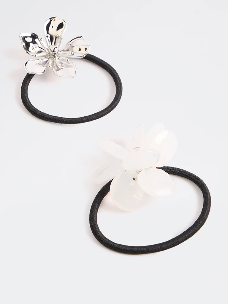 Westside Accessories Multicolour Floral Scrunchies - Pack of 2 - Image 2