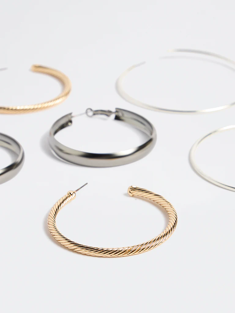 Westside Accessories Multicolour Half Hoop Earrings - Pack of 3 - Image 3