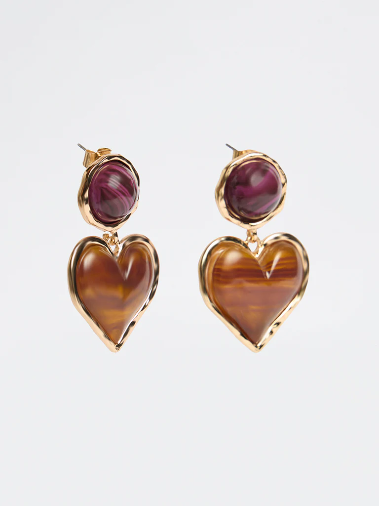 Westside Accessories Multicolour Hearts Dangler Earrings - Image 2