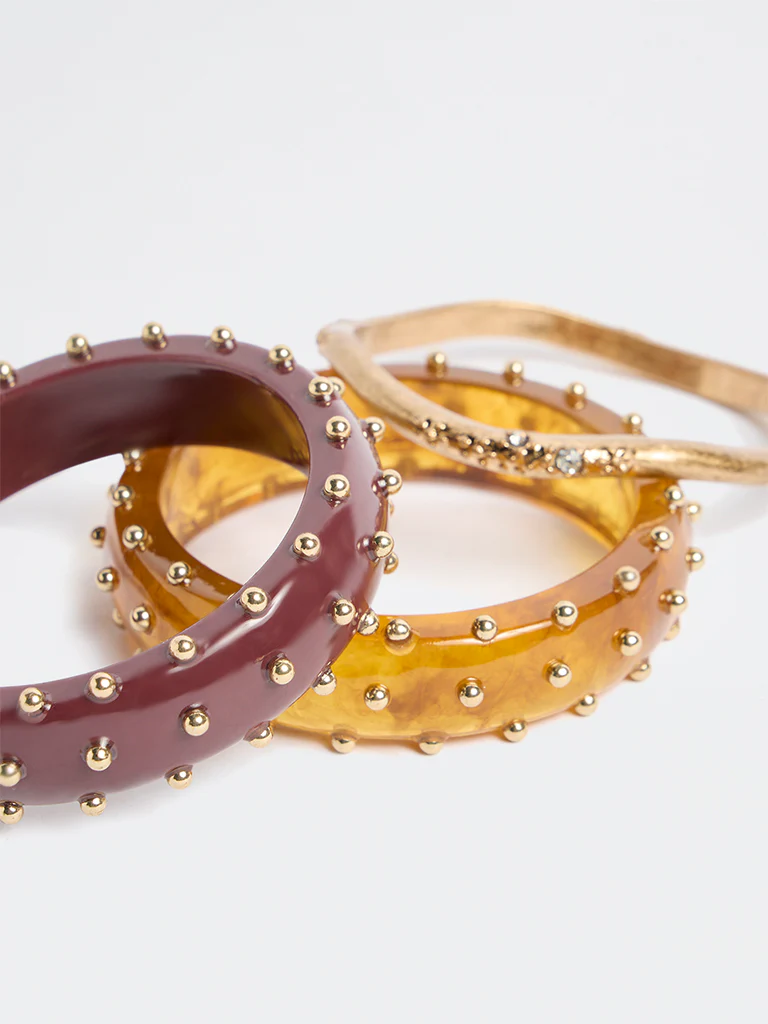 Westside Accessories Multicolour Metal and Resin Bangles - Pack of 3 - Image 3