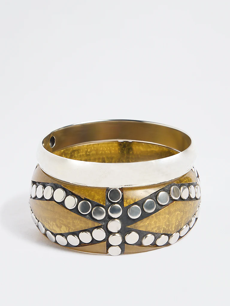 Westside Accessories Multicolour Resin and Metal Bangles - Pack of 2
