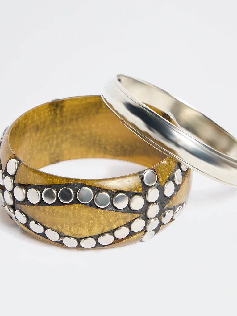 Westside Accessories Multicolour Resin and Metal Bangles - Pack of 2 - Image 3