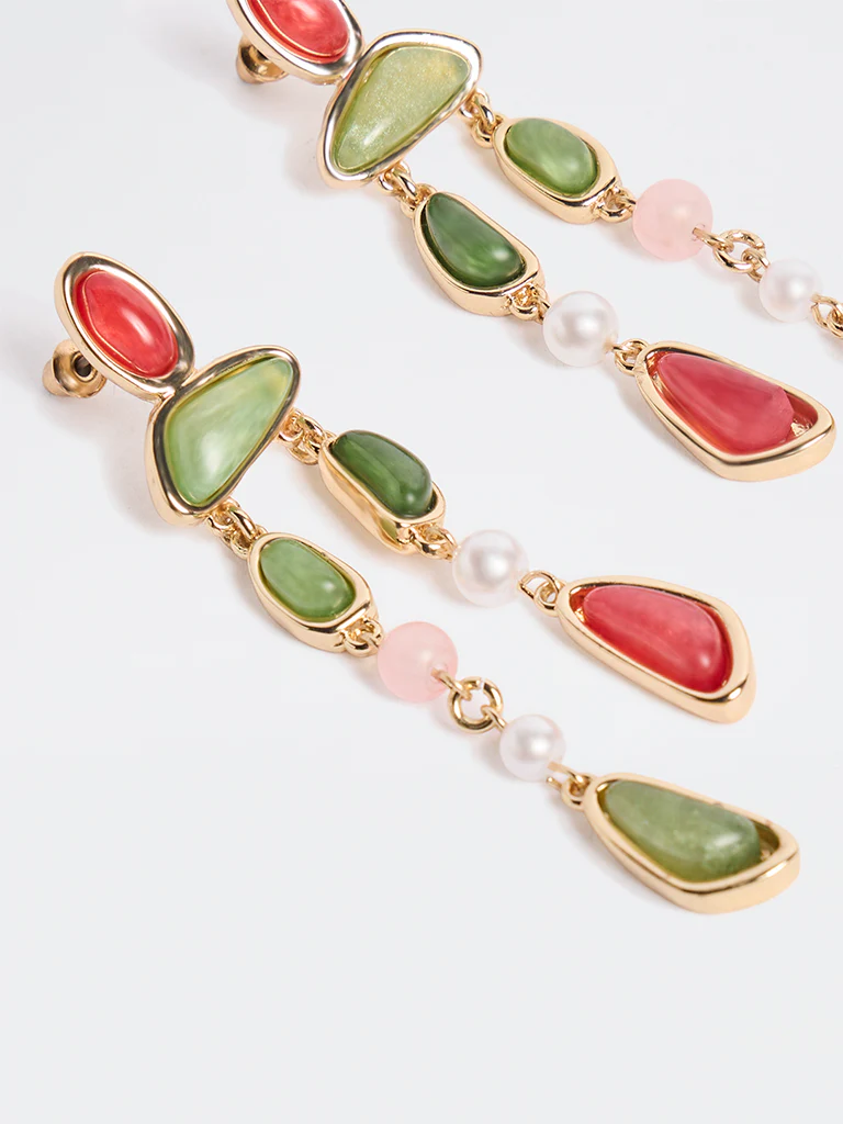 Westside Accessories Multicolour Resin Dangler Earrings - Image 3