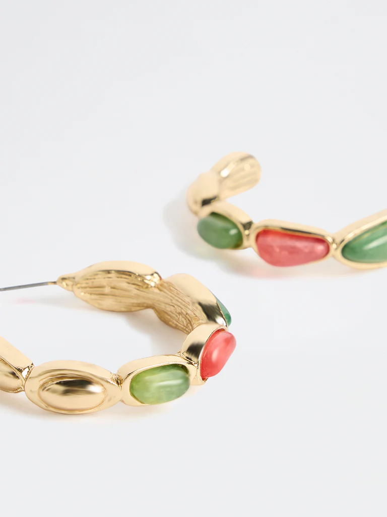 Westside Accessories Multicolour Resin Hoop Earrings - Image 3
