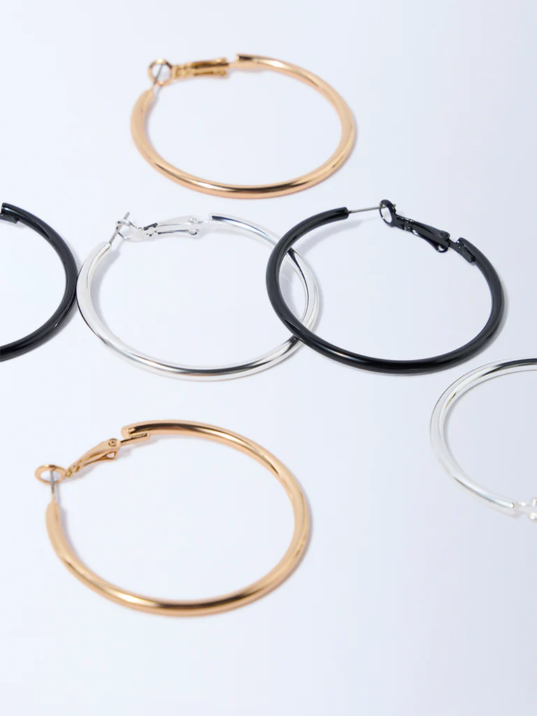 Westside Accessories Multicolour Solid Hoops - Pack of 3 - Image 3