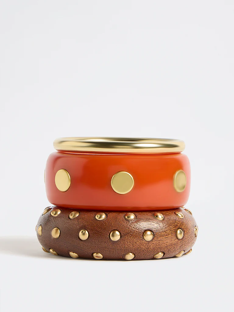 Westside Accessories Multicolour Studded Resin and Wood Bangles - Pack of 3 - Image 2