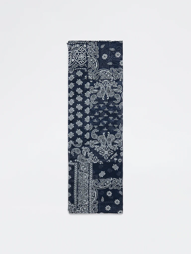 Westside Accessories Navy Paisley Design Scarf