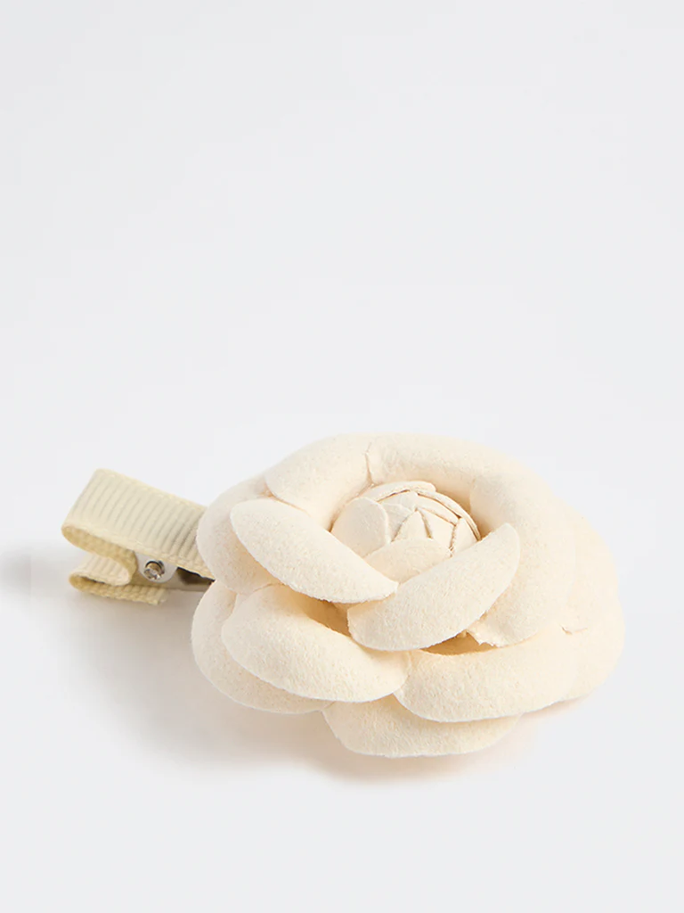 Westside Accessories Off-White Floral Alligator Clip - Image 2