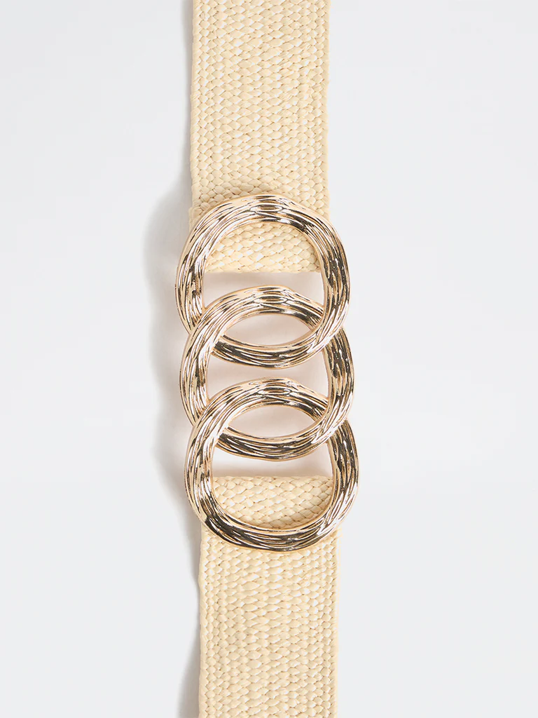 Westside Accessories Off-White Raffia Buckle Belt