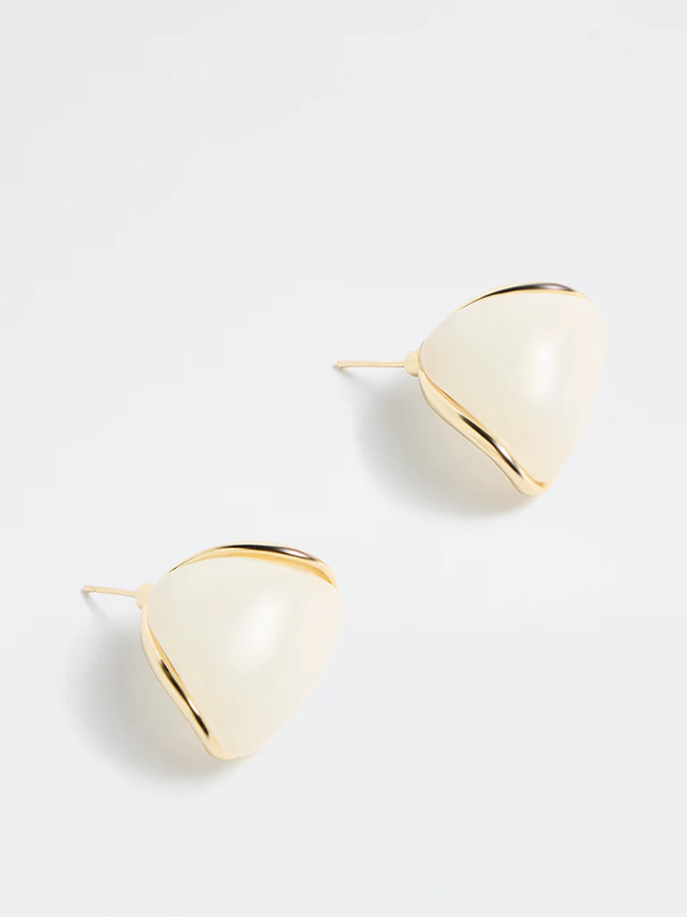 Westside Accessories Off-White Resin Hoop Earrings - Image 2