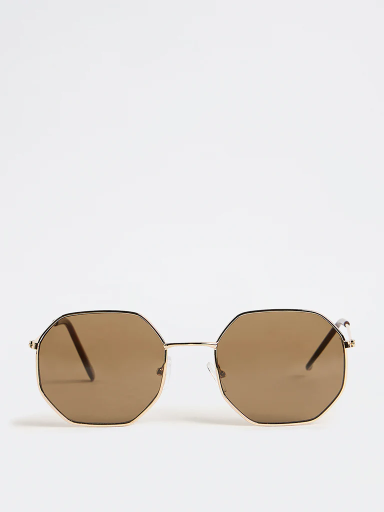 Westside Accessories Olive Geometric Sunglasses with Pouch