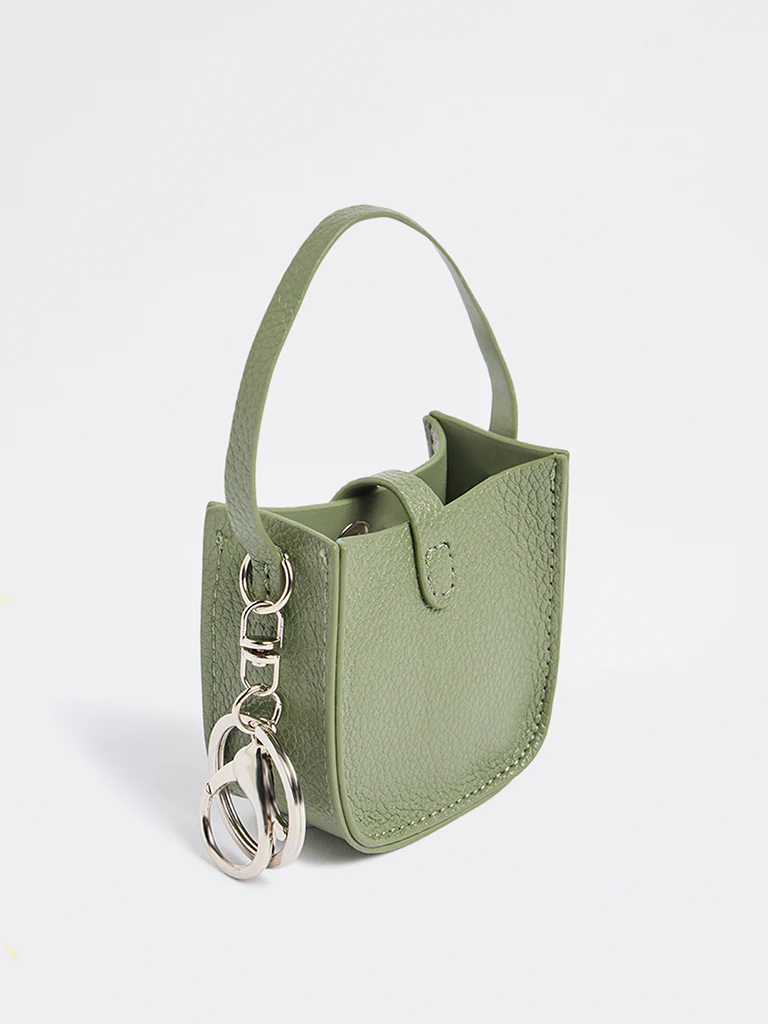 Westside Accessories Olive Textured Mini Bucket Bag Charm - Image 2