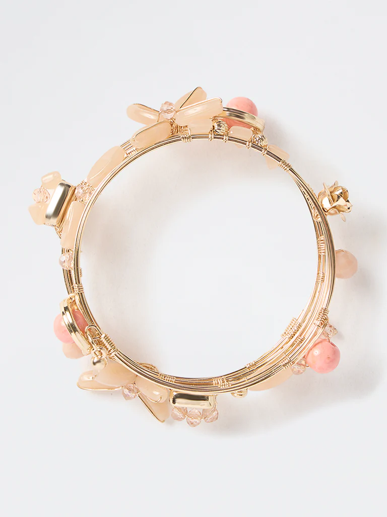Westside Accessories Peach Beaded Coil Bracelet