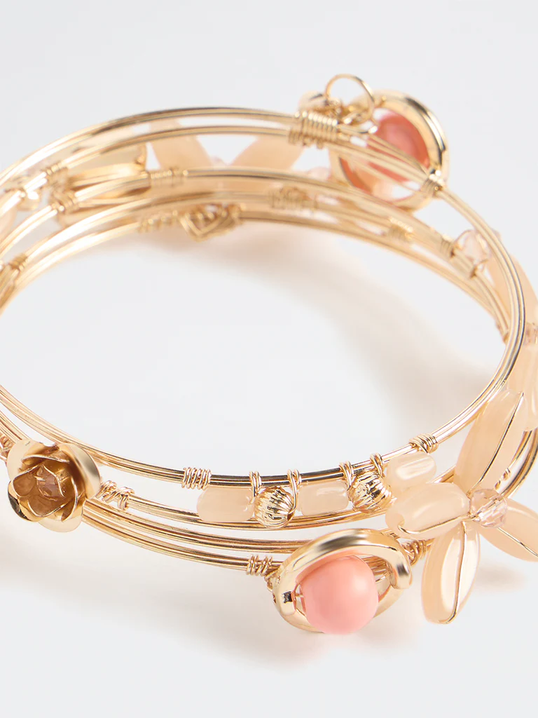 Westside Accessories Peach Beaded Coil Bracelet - Image 3