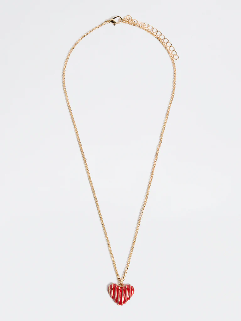 Westside Accessories Red and Gold Heart Pendant Necklace